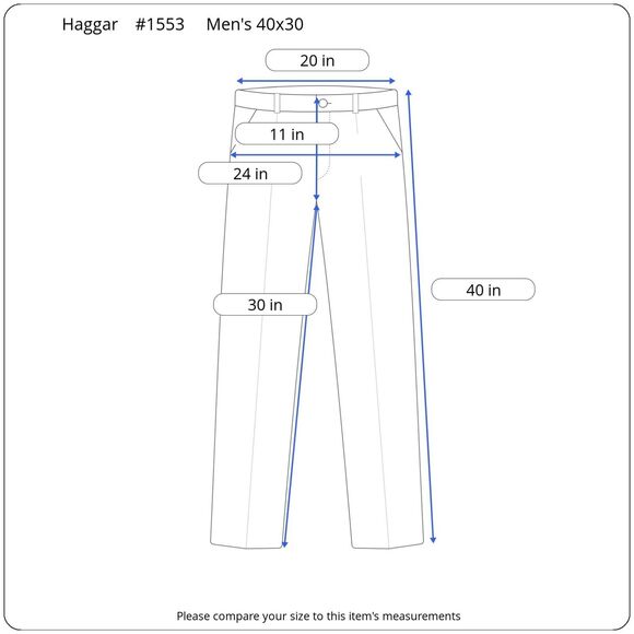 Haggar Chinos Men's 40X30 Pants Blue Stretch Straight Leg Wrinkle Free Polyester - Picture 13 of 13